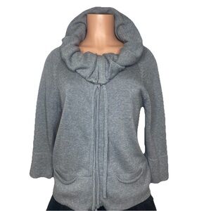 Willi Smith‎ Womens Gray Cowl Neck Zip Front Soft Cozy Knit Cardigan Sweater L
